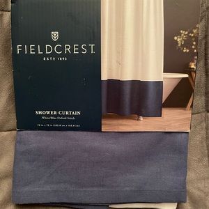Fieldcrest oxford stitch 72“ x 72“ shower curtain- white/blue